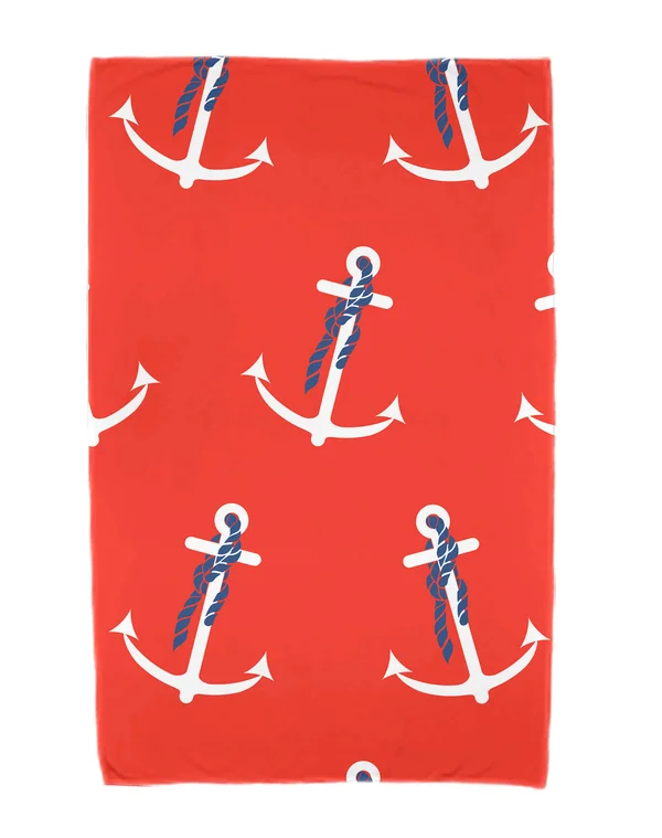 Beachcrest Home Bridgeport Anchor Whimsy Geometric Print Beach Towel Color: Orange