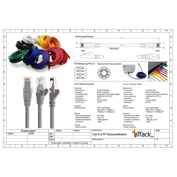 1aTTack - 3M - Black - 10 Pieces - Ethernet Gigabit LAN Network Cable (RJ45) 1000Mbit/s Patch Cable UTP Compatible with Cat.5 Ca