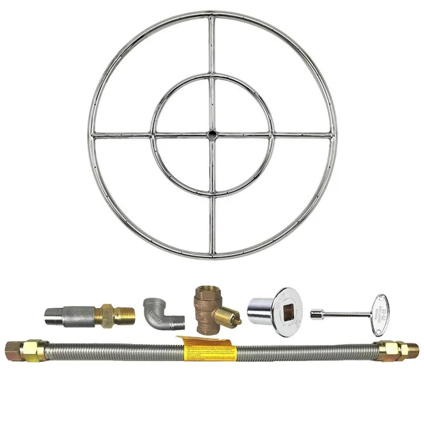 Spotix AFG Round Fire Pit Burner Kit - 24 inch, Match Light, Propane