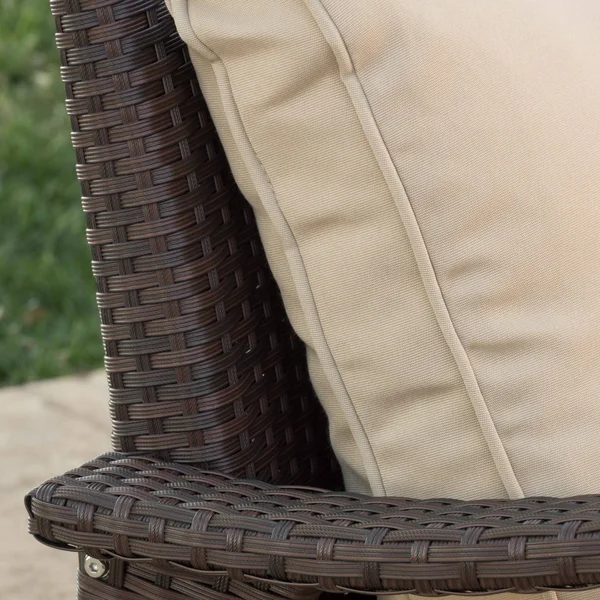 (Set of 2) Bleecker Outdoor Brown Wicker Club Chair with Cushion
