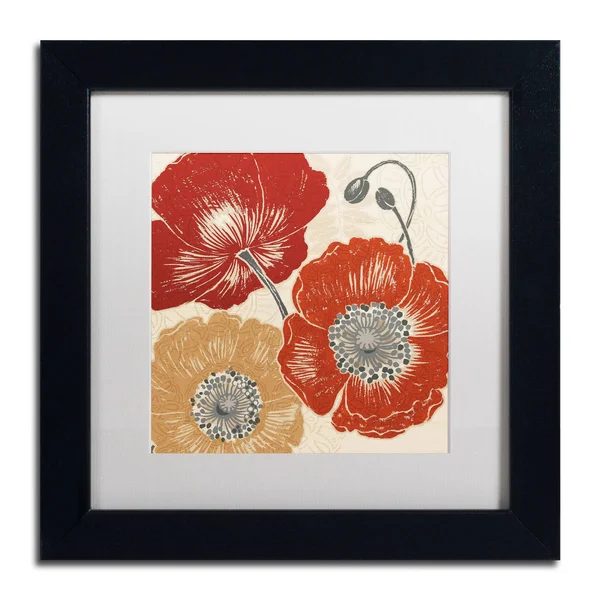 Trademark Fine Art 'A Poppy's Touch II' Canvas Art by Daphne Brissonnet - White Matte, Black Frame