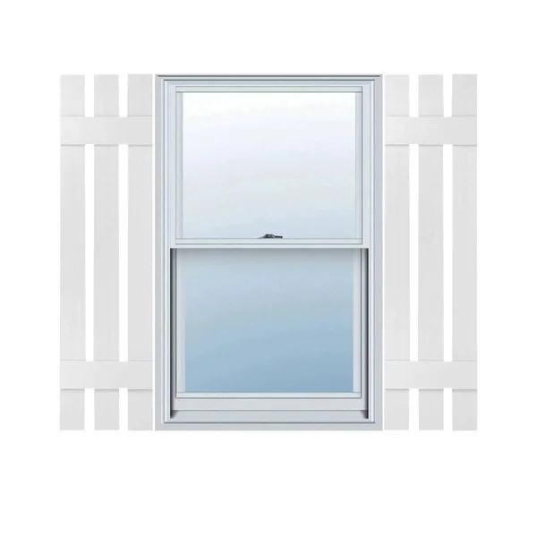 Ekena Millwork LS3S12X04700WH Lifetime Vinyl, Standard Three Board Spaced, Board-n-Batten Shutters, w/ Installation Shutter-Lok