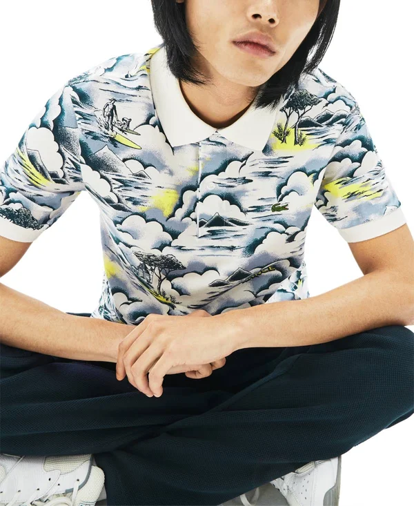 Lacoste Men's Short Sleeve All Over Print Classic Fit Polo Shirt