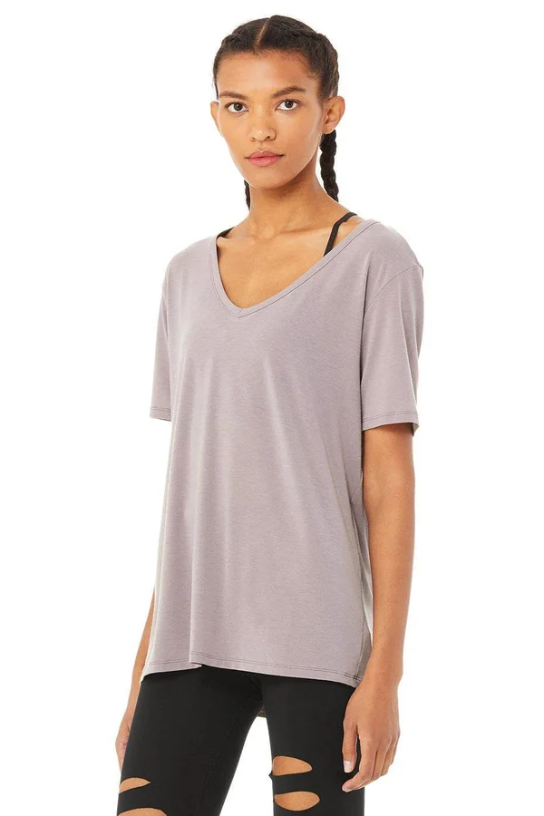 Motion Short Sleeve Top in Lavender Smoke - Size: Small, Alo Yoga