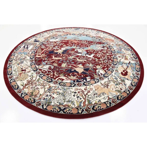 Unique Loom Birmingham Narenj Area Rug - 10& x 10& Round - Burgundy