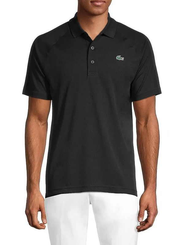 Lacoste Men's Ribbed Collar Raglan-Sleeve Polo - Navy - Size XL