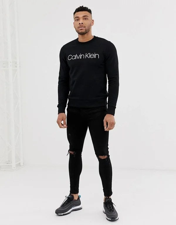 Calvin Klein Logo Crew Neck Sweatshirt Black