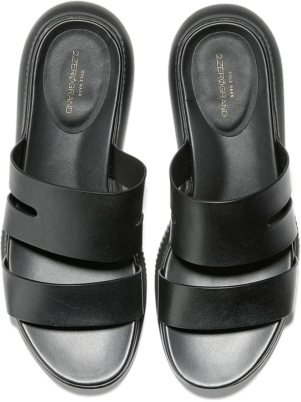 Cole Haan 2.Zerogrand Slotted Slide Sandal Black Leather/Black, Women's, Size: 7