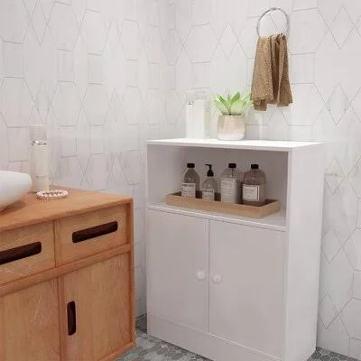 Bathroom Storage Floor Cabinet Free Standing with Two-Door Storage Mount Cabinet Ebern Designs