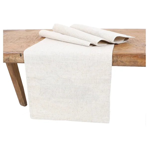 Manor Luxe 15 in. x 90 in. Cute Leaves Crewel Embroidered Table Runner - White/Natural