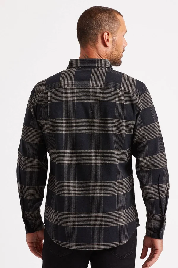 Brixton Bowery Flannel Shirt S - Navy, Navy/Carolina Blue