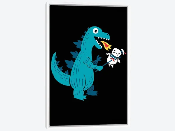 Framed Canvas Art (White Floating Frame) - Everyone Loves Marshmallows by Michael Buxton ( fantasy, Horror & sci-fi > Ho