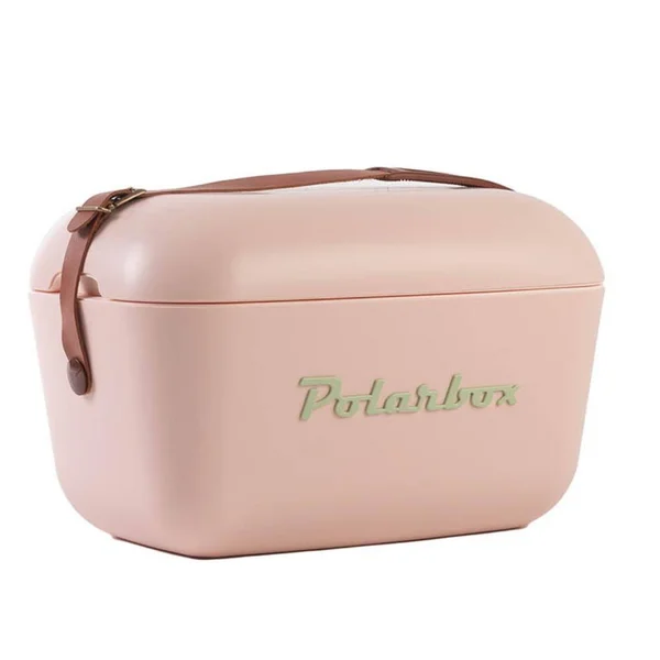 Polarbox 21 qt. Classic Retro Vintage Style Cooler with Leather Strap in Nude- Olive Green