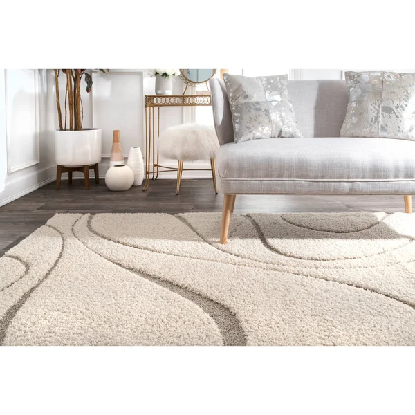nuLOOM Luxuries Posh Shag Rug - 5& x 8& Oval - Cream
