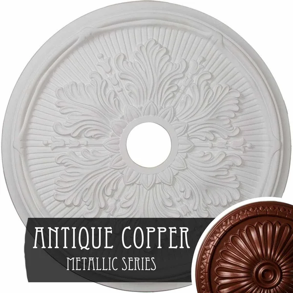 23 3/4x22OD x 3 5/8x22ID x 1 7/8x22P Luton Leaf Ceiling Medallion (Fits Canopies Up to 3 5/8x22) - Hand-Painted Witch Hazel Crack