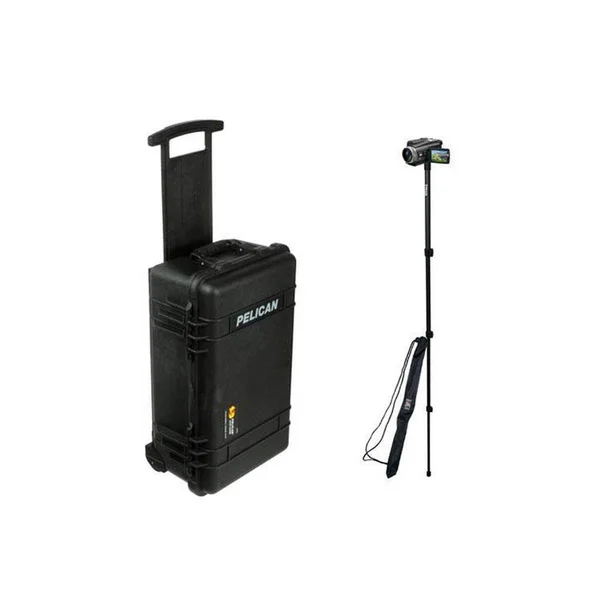 Pelican 1510 Case - Watertight Hard Case with Yellow and Black Padded Dividers and Wheels, Black, - with Ape Case 52in Lightweigh