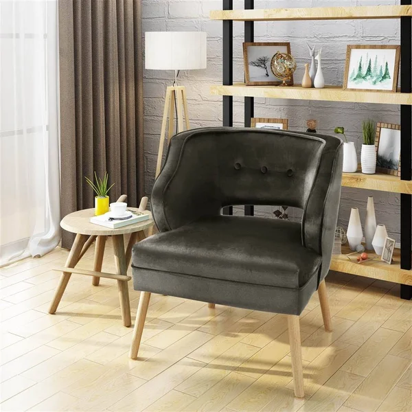 Noble House Mariposa Mid-Century Accent Chair in Gray, ShopLadder