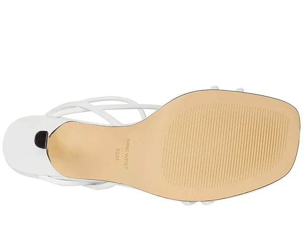 Nine West Women's Nolan Strappy Sandal - Size: 9, White Leather