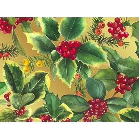 NAS Pack of 1, Holly & Berries 24x22 x 833& Full Ream Gift Wrap (Metallized) for Party, Kids& Birthday, Wedding & Occasi
