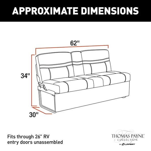 Thomas Payne 2020129834 62x22 Millbrae Jackknife RV Sofa with Kickboard