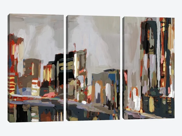 Edward Selkirk Large 3-Piece Canvas Print - Manhattan Nights ( places > North America > United States > New York u00