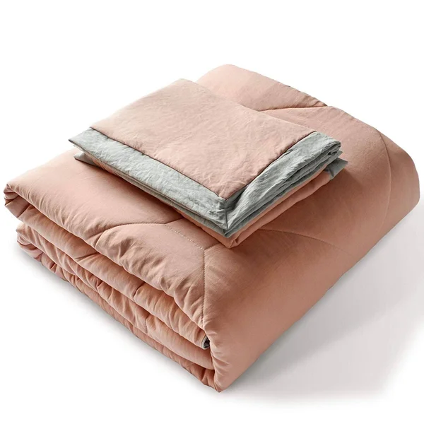 Kasentex Plush Fall Season Reversible Cozy Quilted Comforter Set with Ruffled Trim Edge and Matching Shams Twin - Peach Rose