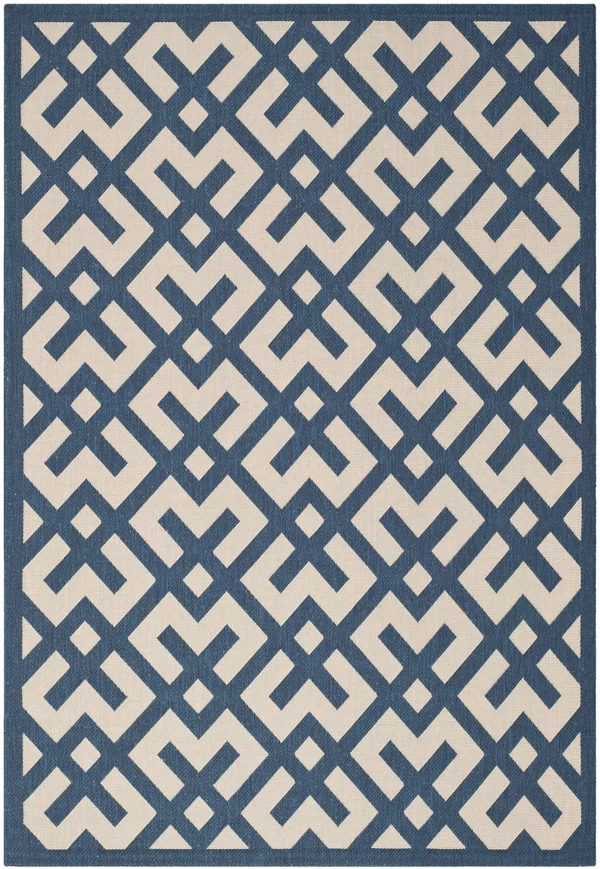 Safavieh Courtyard Navy & Beige 9& x 12& Indoor/Outdoor Rug