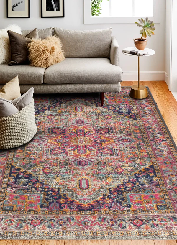 Bashian Heritage Blake 5&3x22 x 7&6x22 Area Rug in Gray