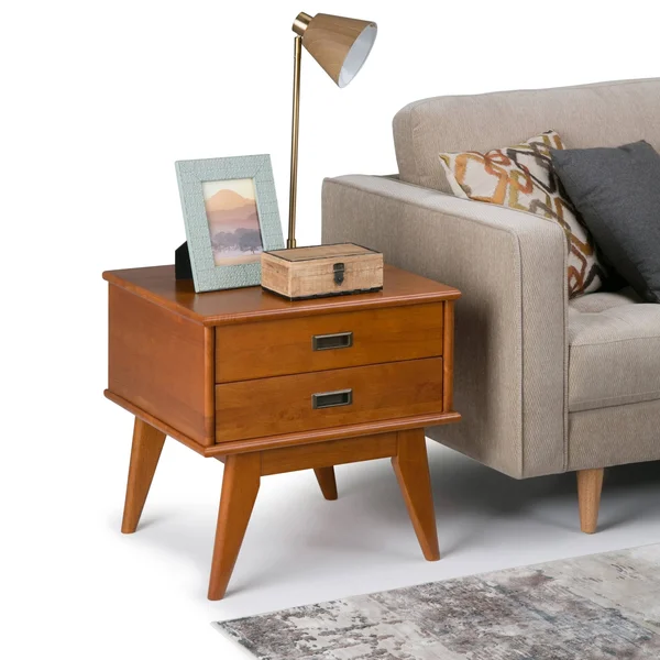 Wyndenhall Tierney Mid-Century Side Table (Teak Brown)