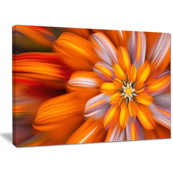 Designart &Massive Orange Fractal Flower & Floral Canvas Art Print - Size: 32 inch x 16 inch