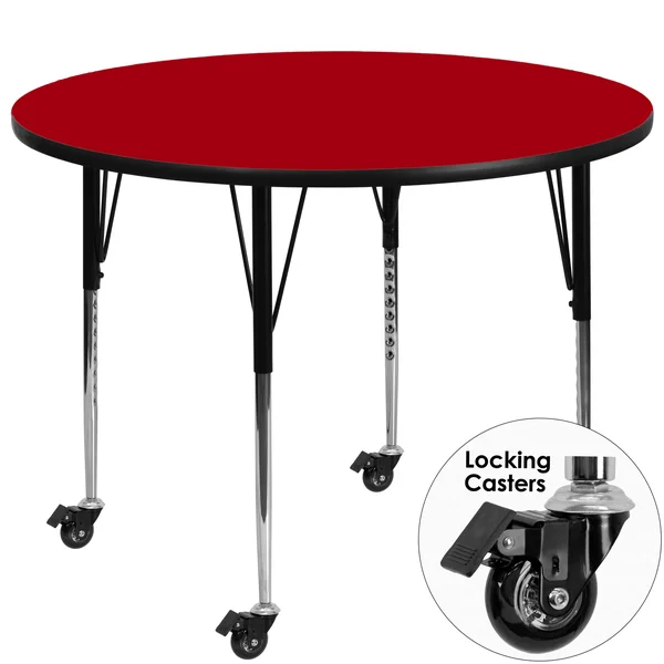 Flash Furniture Mobile 60&& Round Grey Thermal Laminate Activity Table - Standard Height Adjustable Legs