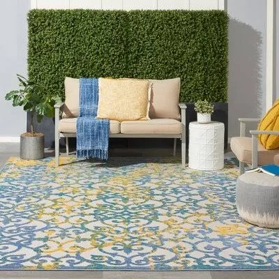 Mappsville Blue/Ivory Indoor, Outdoor Area Rug Winston Porter Rug Size: Rectangle 5&3x22 x 7&5x22