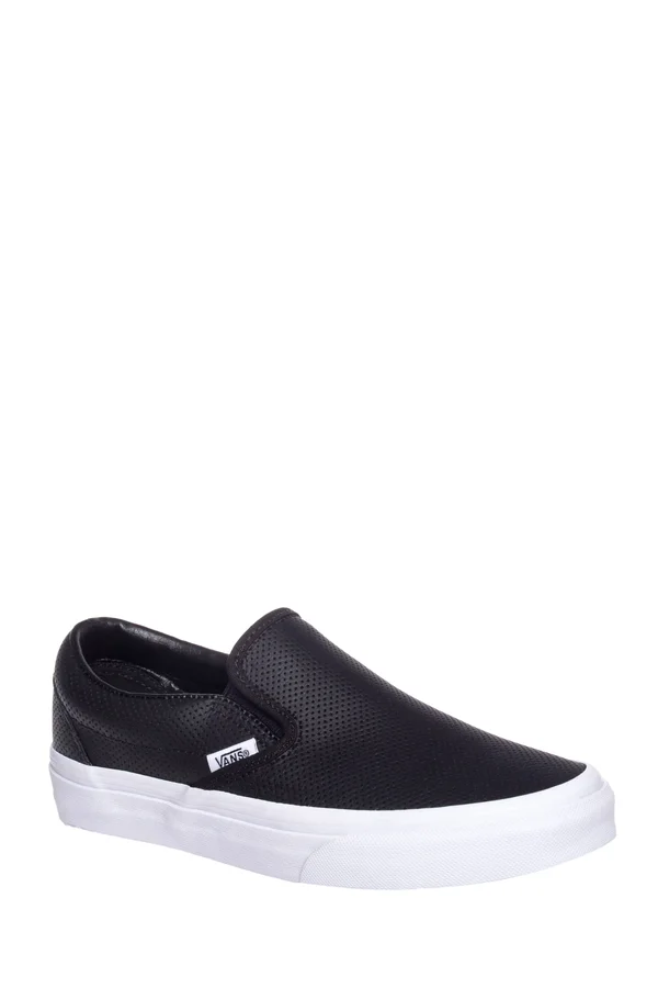 Vans Perf Leather Classic Slip-On Shoes - Black - 9.5