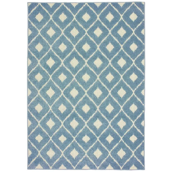 AVERLEY Home Katalina Blue/Ivory 5 ft. x 8 ft. Diamond Indoor/Outdoor Area Rug