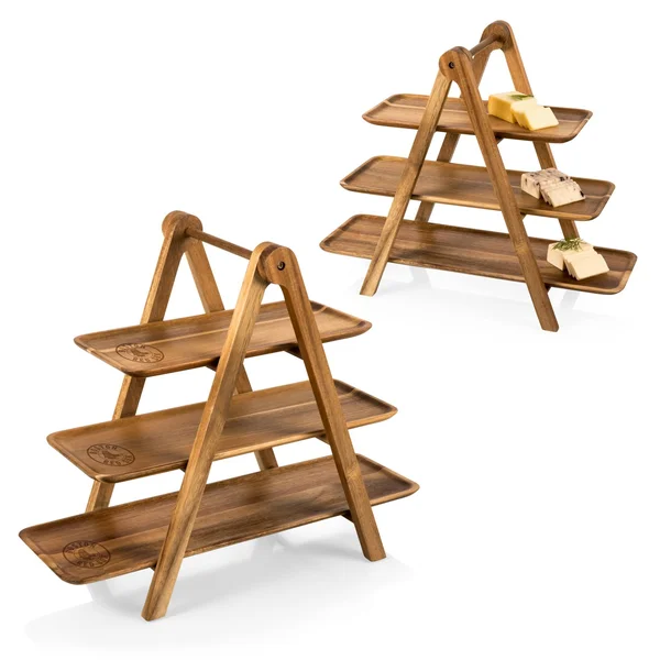 Toscana Acacia Wood MLB Boston Red Sox Serving Ladder - 3 Tiered Serving Station