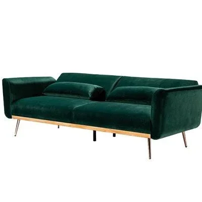 Shawna 83x22 Velvet Flared Arm Sofa Everly Quinn Fabric: Green Polyester