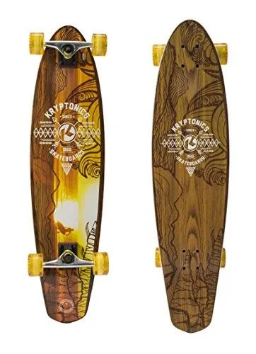 Kryptonics 37x22 Pintail Longboard Complete Skateboard - Slanted Graphic