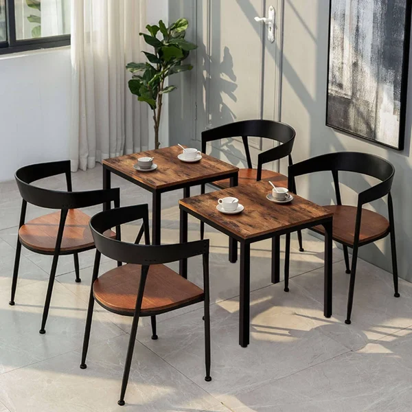 Veikous 27.6''W Square Industrial Kitchen Dining Table - Brown