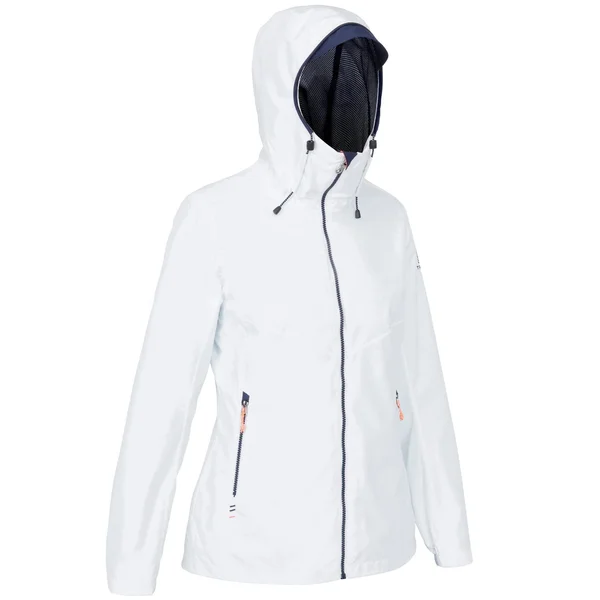 Tribord Women's 100, Waterproof Sailing Jacket in Snowy White, Size 2XL