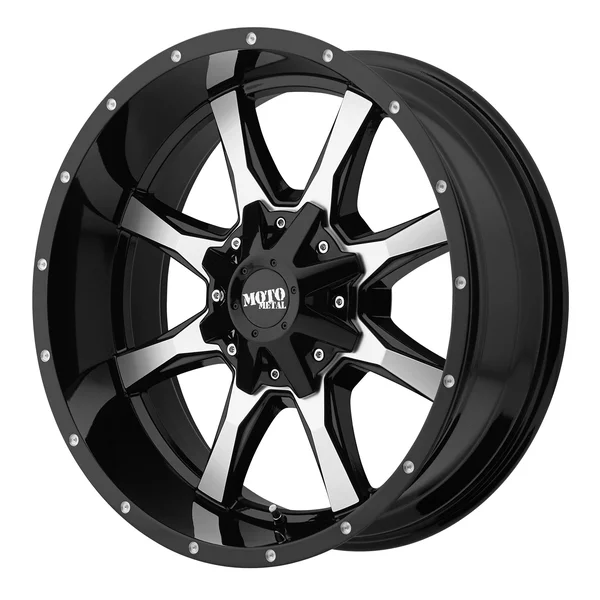 Moto Metal MO970 Gloss Black Machined 18x10 5x5.5 - 5x150 -24mm (MO97081086324N)