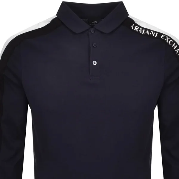 Armani Exchange Long Sleeved Polo T Shirt Navy