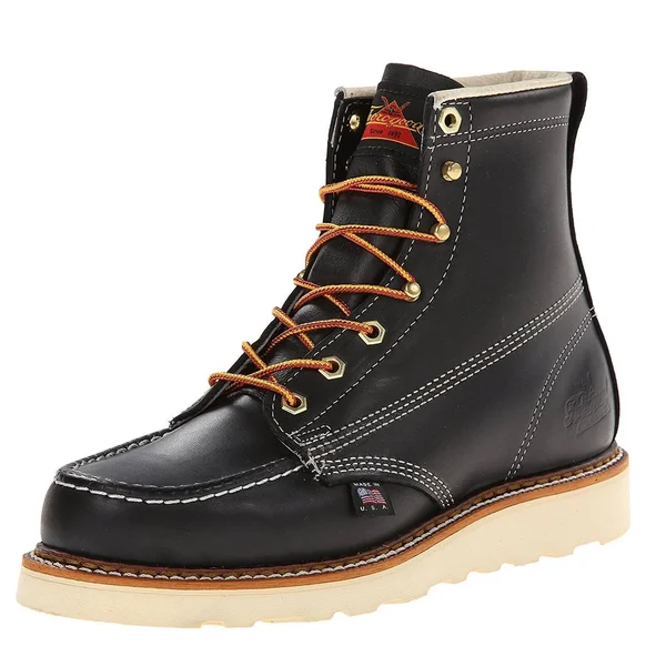 Thorogood Men's 6 inch Moc Toe Work Boots, 13 2E, Black