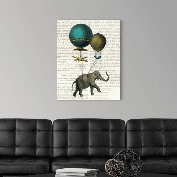 Elephant Ride I V2 Newsprint - Canvas Wall Art, 24x30, Great Big Canvas