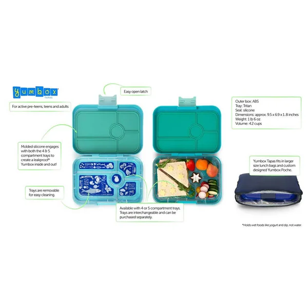 Yumbox Tapas - 4 Compartment - Portofino Blue