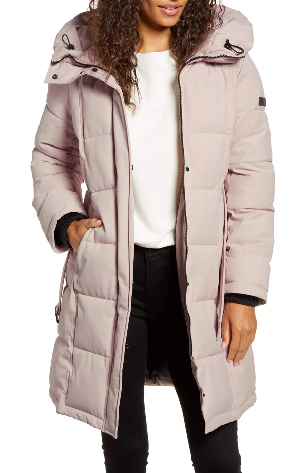 Women's Sam Edelman Pillow Collar Belted Puffer Coat - Pink