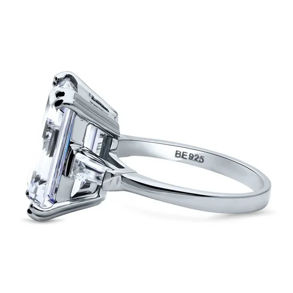Berricle Sterling Silver Emerald Cut Cubic Zirconia CZ Statement Solitaire Wedding Engagement Ring 8.7 CTW Size 6
