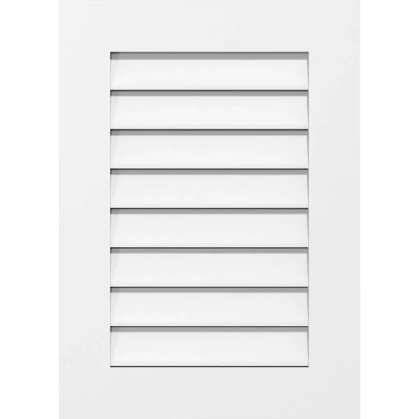 Ekena Millwork GVPVE26X1401SF 26x22W x 14x22H Vertical Surface Mount PVC Gable Vent: Functional, w/ 3-1/2x22W x 1x22P Standard F
