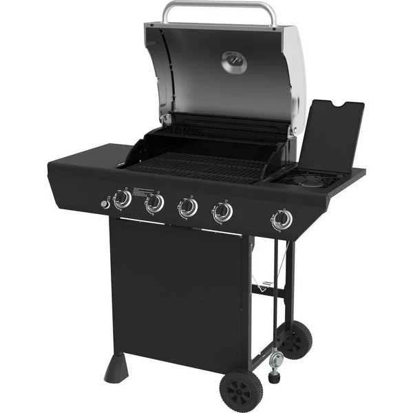 Nexgrill 4-Burner Propane GAS Grill in Black with Side Burner and Stainless Steel Main Lid