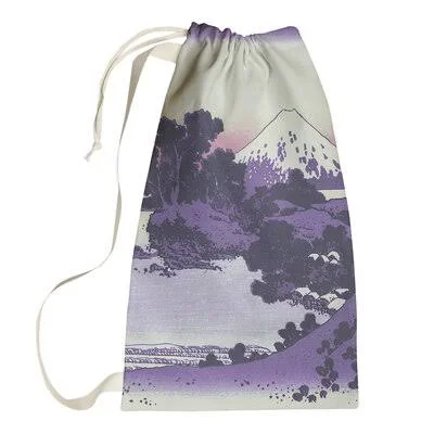 Shichiri Beach in Sagami Province Laundry Bag World Menagerie Size: Large (76.5x22 H x 29.5x22 W x 1.5x22 D) - Color: Purple/Pink