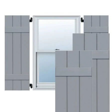 Ekena Millwork CWB12X026UNC 12x22W x 26x22H Exterior Three Board (2 Batten) Composite Board-n-Batten Shutters (Per Pair) - Unfini